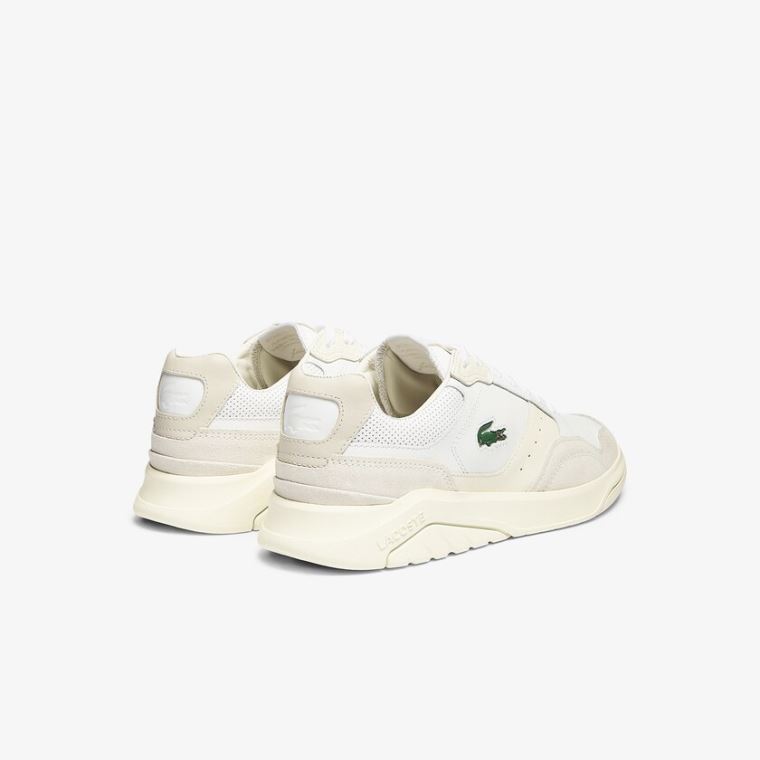 Lacoste Men’s Game Advance Luxe Lær and Semsket Skinn Sneakers Hvite Grå | tHFVqLIL