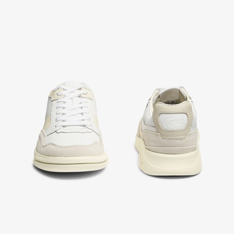 Lacoste Men’s Game Advance Luxe Lær and Semsket Skinn Sneakers Hvite Grå | tHFVqLIL