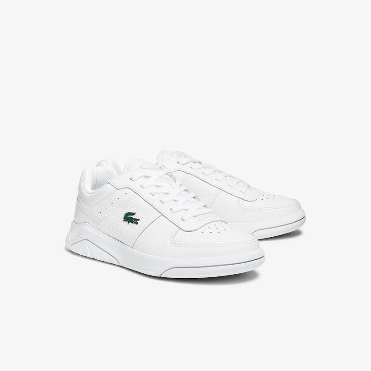 Lacoste Men’s Game Advance Tumbled Lær Sneakers Hvite | Kx0cVgYB