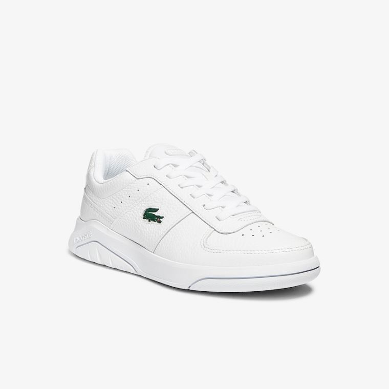 Lacoste Men’s Game Advance Tumbled Lær Sneakers Hvite | Kx0cVgYB