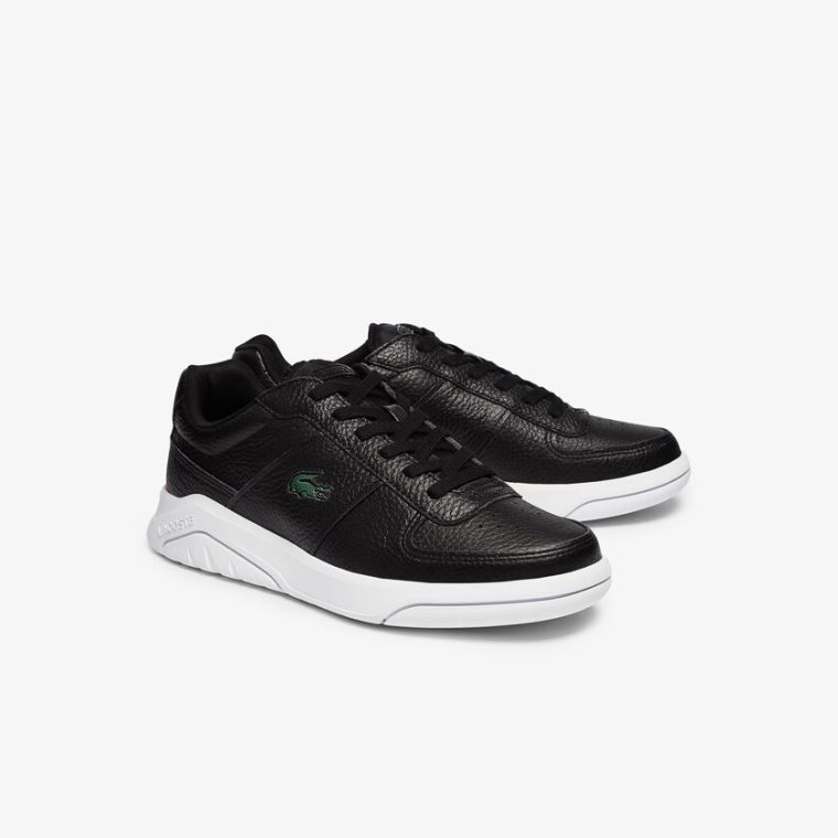 Lacoste Men’s Game Advance Tumbled Lær Sneakers Svarte Hvite | c6AEhAz1