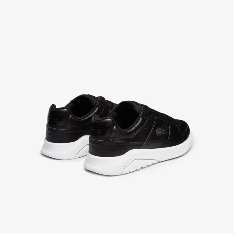 Lacoste Men’s Game Advance Tumbled Lær Sneakers Svarte Hvite | c6AEhAz1