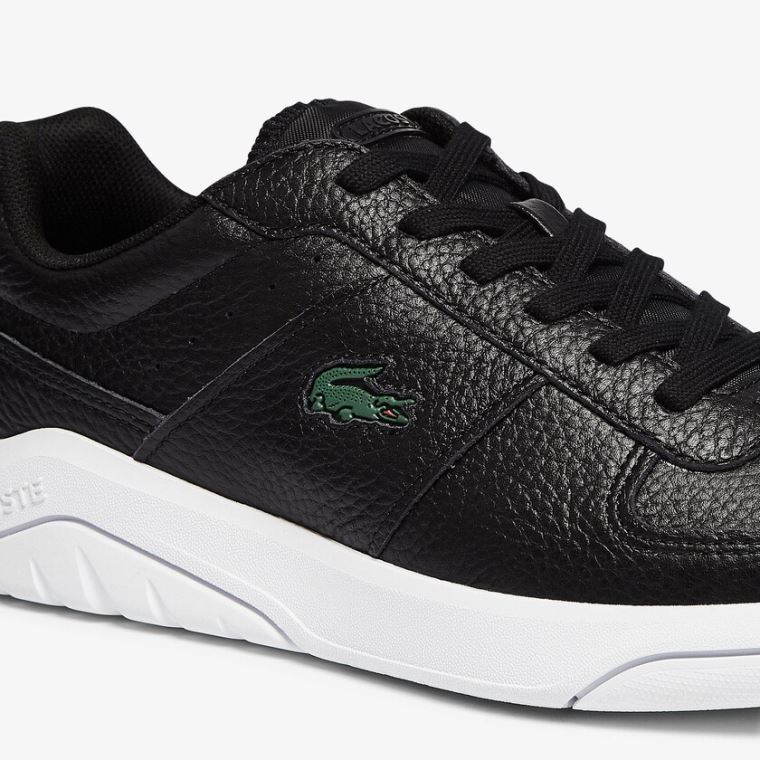 Lacoste Men’s Game Advance Tumbled Lær Sneakers Svarte Hvite | c6AEhAz1