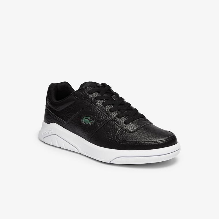 Lacoste Men’s Game Advance Tumbled Lær Sneakers Svarte Hvite | c6AEhAz1