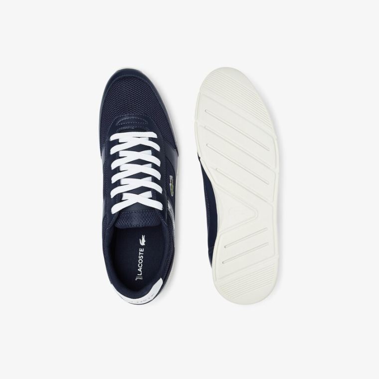 Lacoste Menerva Sports Tekstil and Lær Sneakers Marineblå Hvite | auK61L1M