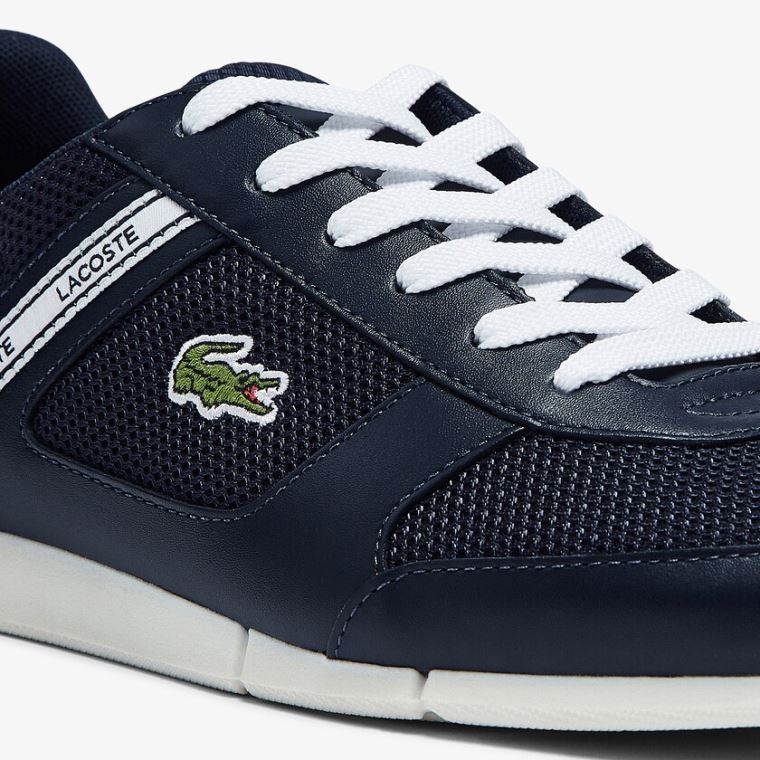 Lacoste Menerva Sports Tekstil and Lær Sneakers Marineblå Hvite | auK61L1M