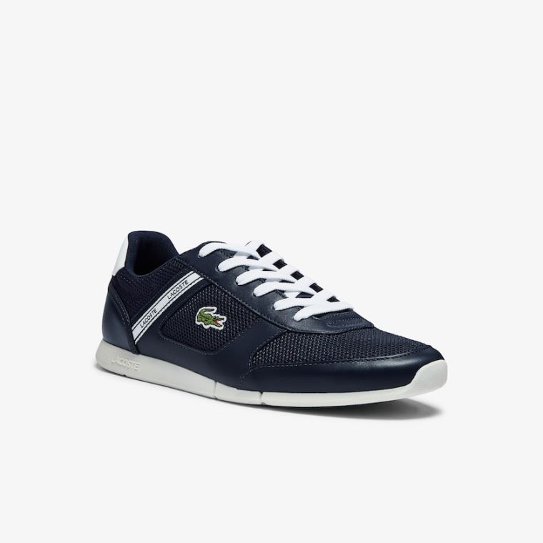 Lacoste Menerva Sports Tekstil and Lær Sneakers Marineblå Hvite | auK61L1M