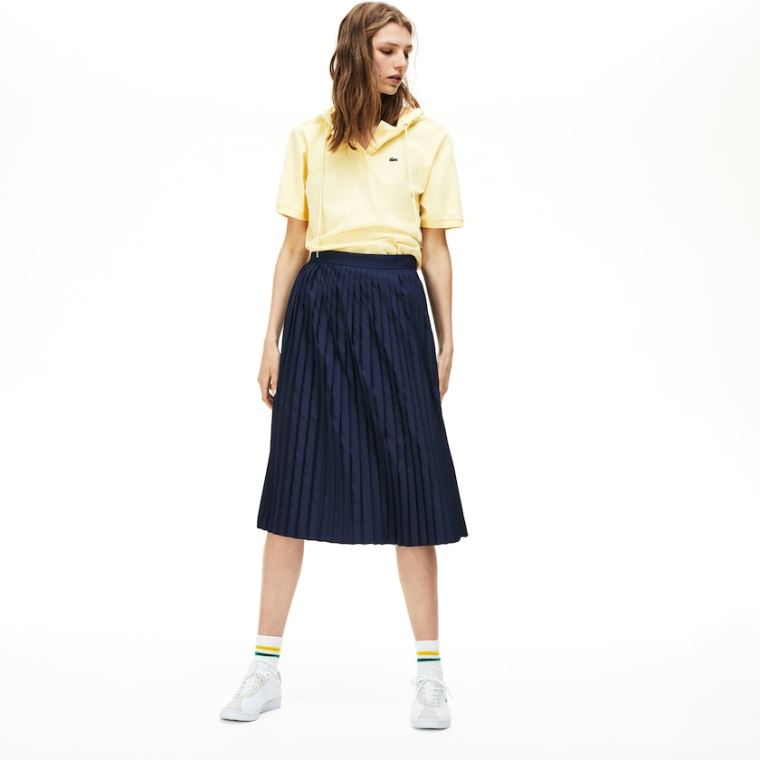 Lacoste Mid-Length Pleated Skirt Marineblå Blå | Ds4wNfsu