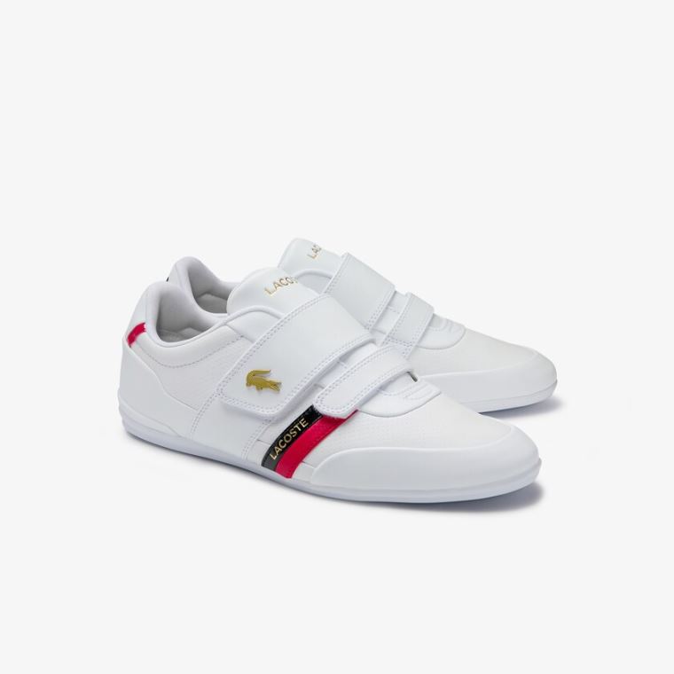 Lacoste Misano Reima Lær and Syntetisk Sneakers Hvite Rød | szQoZlfk