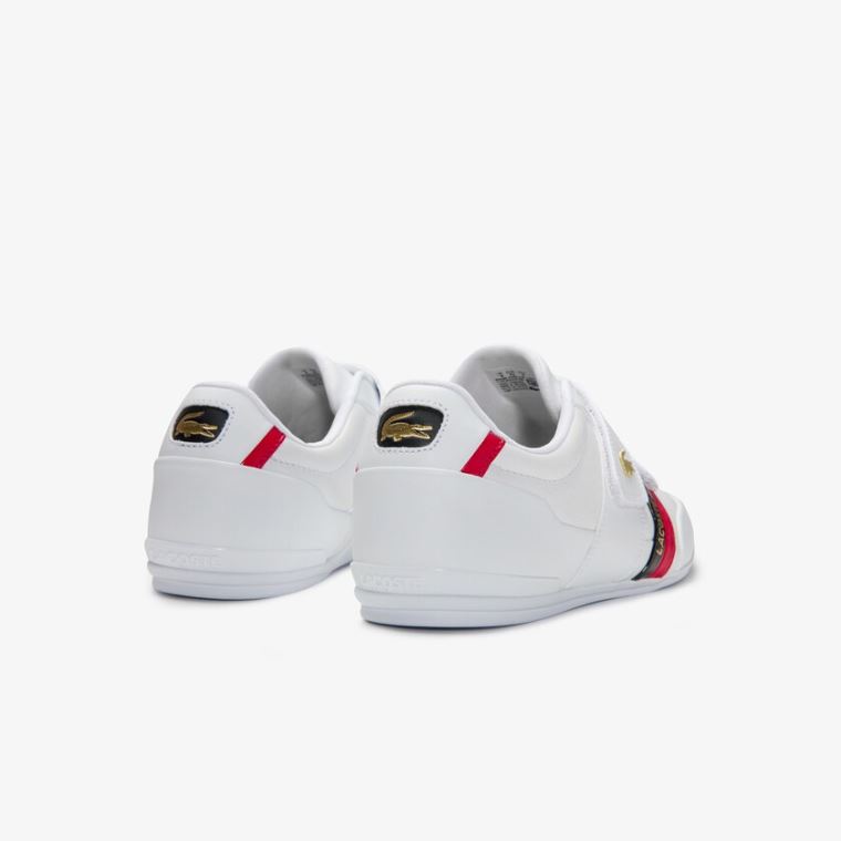 Lacoste Misano Reima Lær and Syntetisk Sneakers Hvite Rød | szQoZlfk