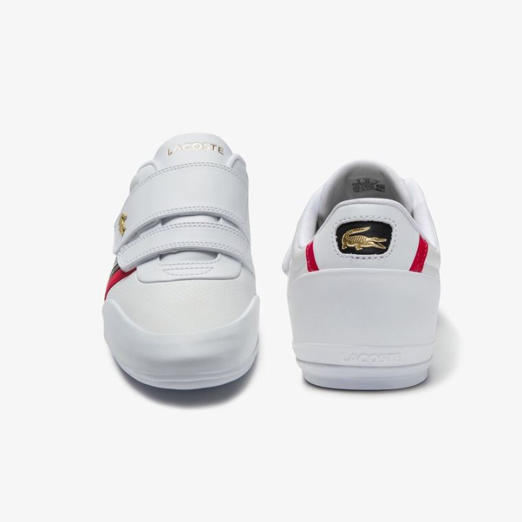 Lacoste Misano Reima Lær and Syntetisk Sneakers Hvite Rød | szQoZlfk