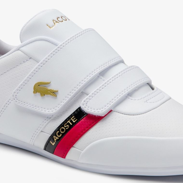 Lacoste Misano Reima Lær and Syntetisk Sneakers Hvite Rød | szQoZlfk