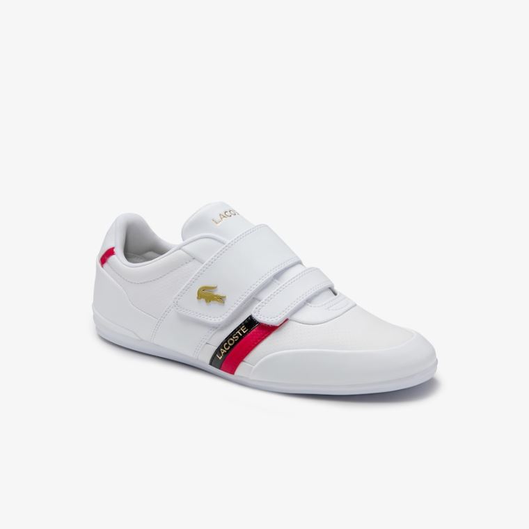 Lacoste Misano Reima Lær and Syntetisk Sneakers Hvite Rød | szQoZlfk