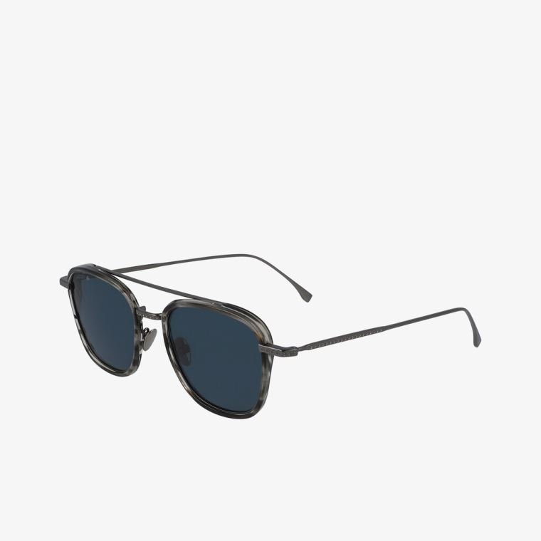 Lacoste Modified Rectangle Metal Novak Djokovic Capsule Sunglasses Grå | HdycFomk