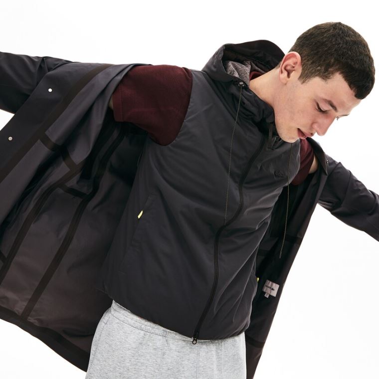 Lacoste Motion 3-in-1 Raincoat With Detachable Vest Mørke Grå | H9aJe4Oj