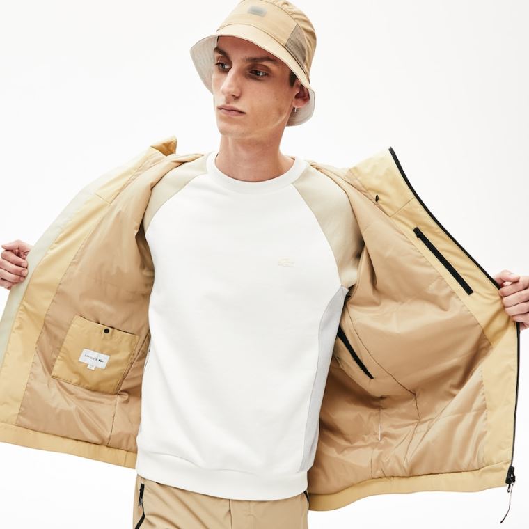 Lacoste Motion Lette Quilted Kort Parka Beige Grå | BrTXPjnK