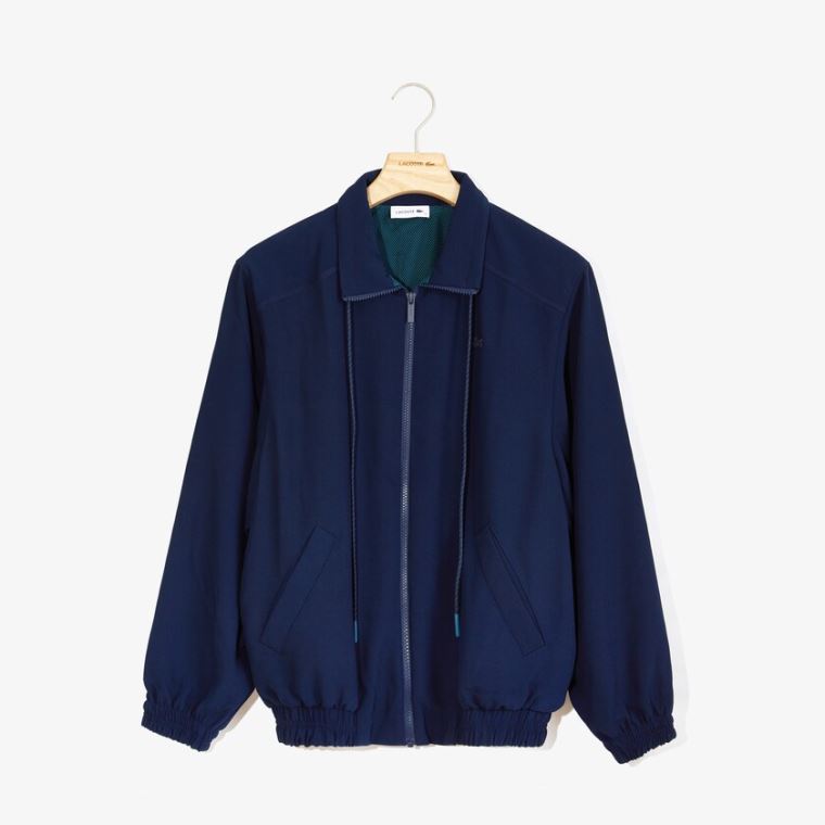 Lacoste Motion Oversized Twill Zippered Jacket Marineblå Blå | Nc3ASfqW