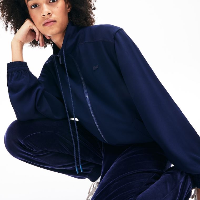 Lacoste Motion Oversized Twill Zippered Jacket Marineblå Blå | Nc3ASfqW