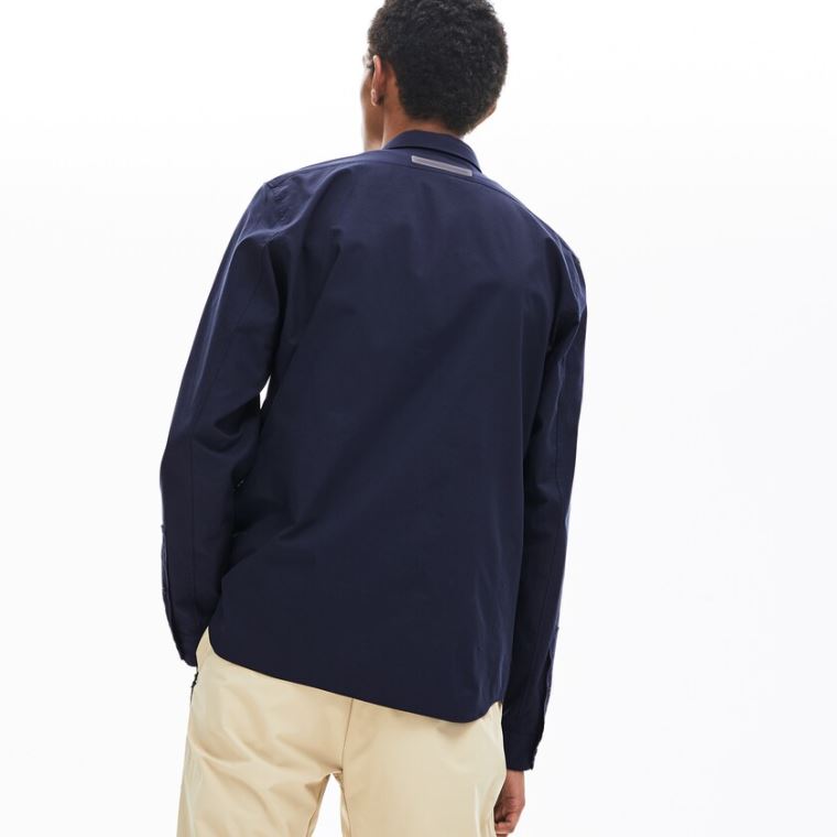 Lacoste Motion Pustende Stretch Bomull Shirt Marineblå Blå | iIVUv6Qa