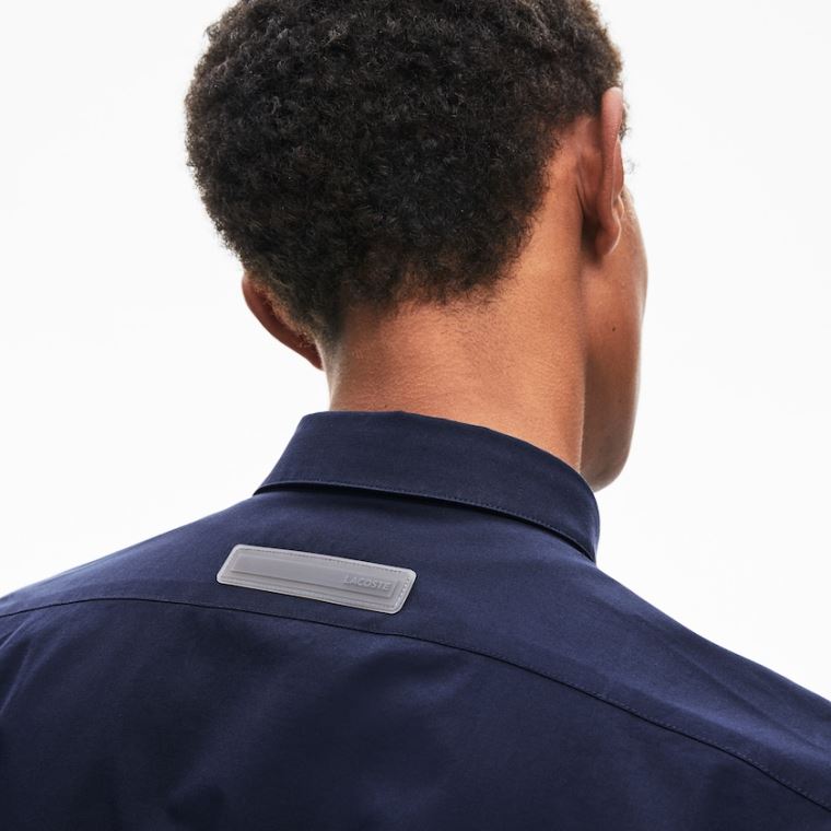 Lacoste Motion Pustende Stretch Bomull Shirt Marineblå Blå | iIVUv6Qa