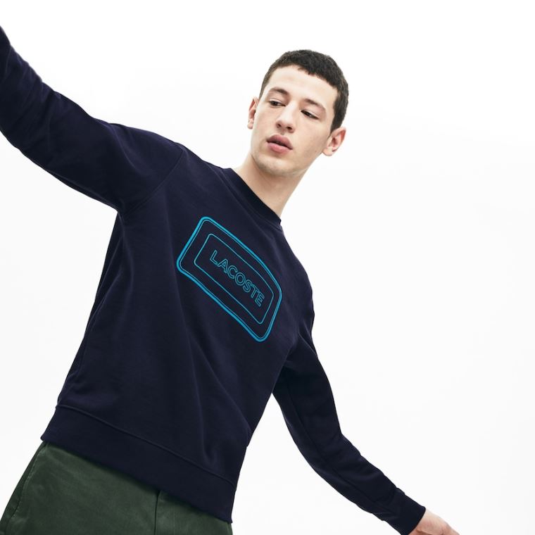 Lacoste Motion Regular Fit Crew Neck Bomull Sweatshirt Marineblå Blå | t4OvpXHs