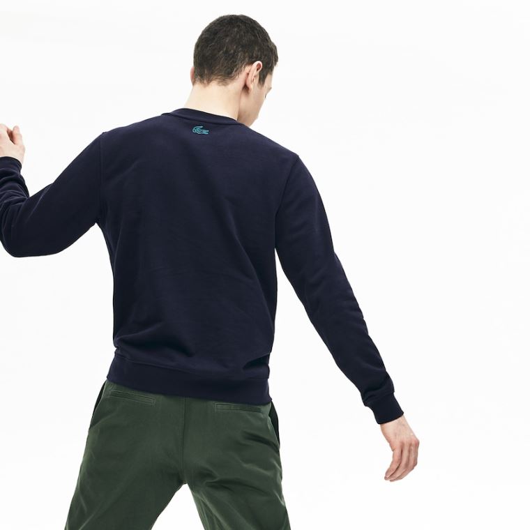 Lacoste Motion Regular Fit Crew Neck Bomull Sweatshirt Marineblå Blå | t4OvpXHs