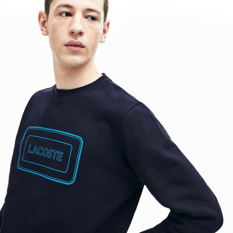 Lacoste Motion Regular Fit Crew Neck Bomull Sweatshirt Marineblå Blå | t4OvpXHs