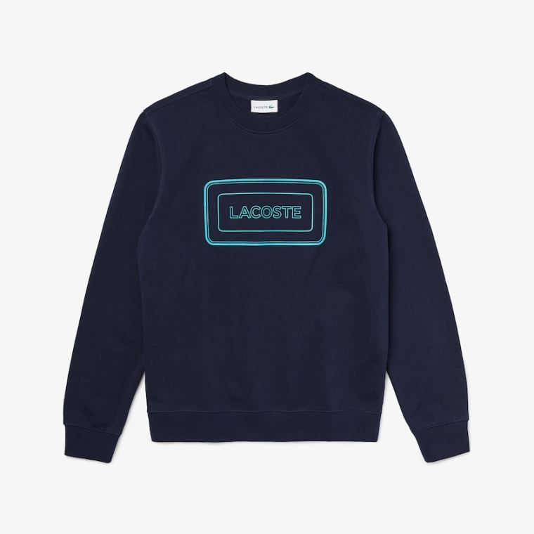 Lacoste Motion Regular Fit Crew Neck Bomull Sweatshirt Marineblå Blå | t4OvpXHs