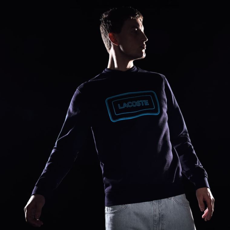 Lacoste Motion Regular Fit Crew Neck Bomull Sweatshirt Marineblå Blå | t4OvpXHs