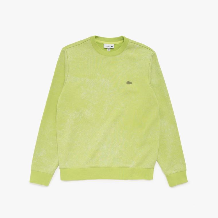 Lacoste Motion Textured Crew Neck Sweatshirt Gul | riV2WaCs