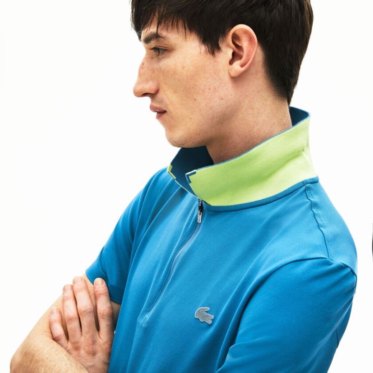 Lacoste Motion Ultra-Lette Bomull Polo Blå Gul | H9Tp6UJV