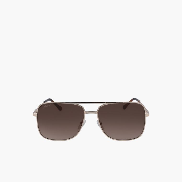 Lacoste Navigator Metal Signature 101 Sunglasses Gull | z9PNYreZ