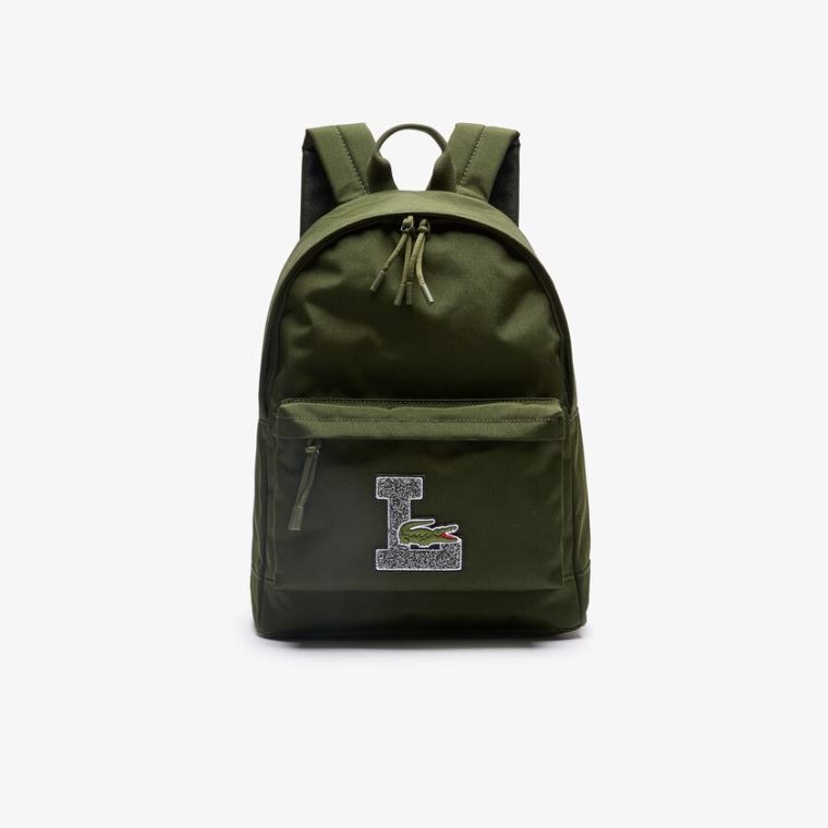 Lacoste Neocroc L Patch Canvas Backpack Olivengrønne | 2AZDEOzq