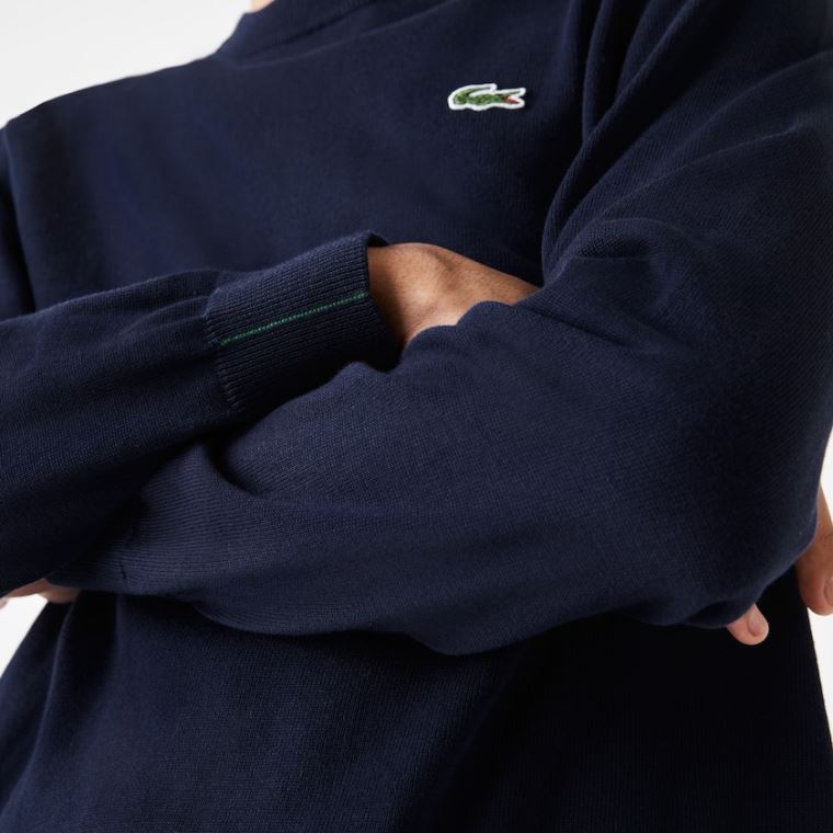 Lacoste Organic Bomull Crew Neck Genser Marineblå Blå | d9cqWPHJ