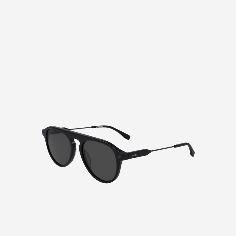 Lacoste Oval Acetate One Top Bridge Sunglasses Svarte | YgACSHU9