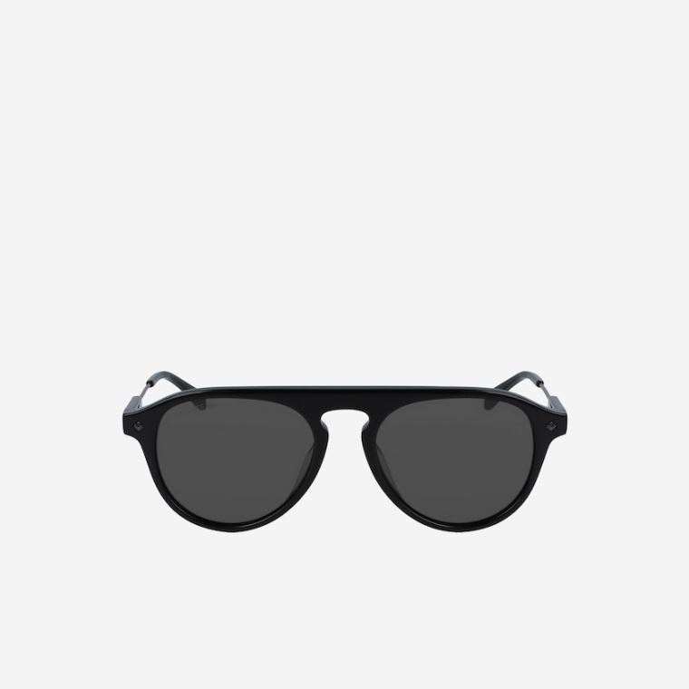 Lacoste Oval Acetate One Top Bridge Sunglasses Svarte | YgACSHU9