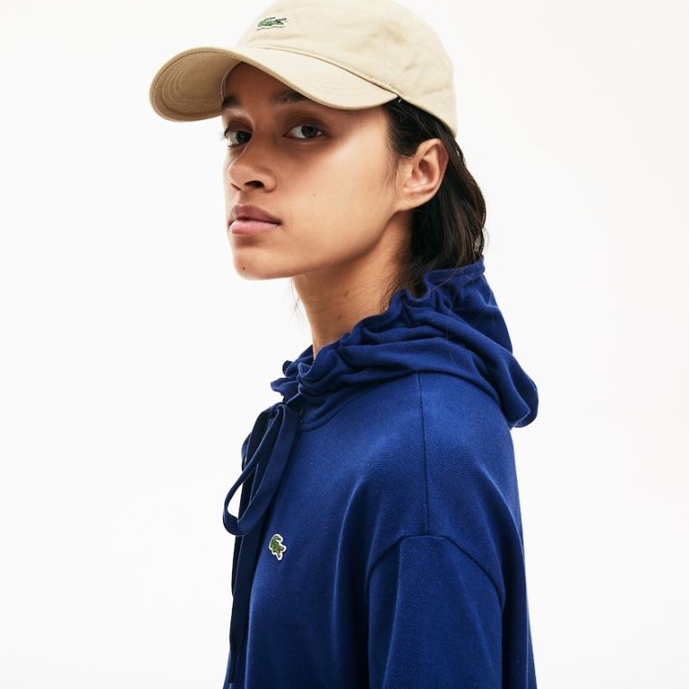 Lacoste Oversized Hette Organic Bomull Piqué Polo Kjoler Marineblå Blå | soueJLQ2