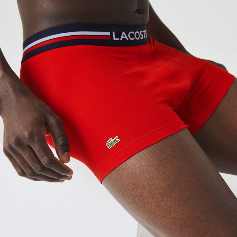 Lacoste Pack Of 3 Iconic Bokser Briefs With Three-Tone Waistband Marineblå Blå Grå Rød | w24CT1OX