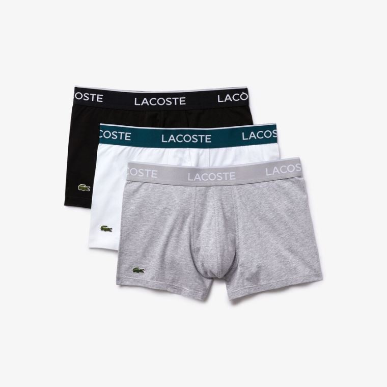 Lacoste Pack Of 3 Vanlige Black Bokser Briefs Svarte Hvite Grå | 1PHlLFiJ