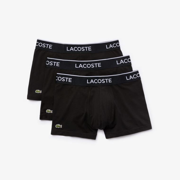 Lacoste Pack Of 3 Vanlige Black Bokser Briefs Svarte | QbC9MCiZ