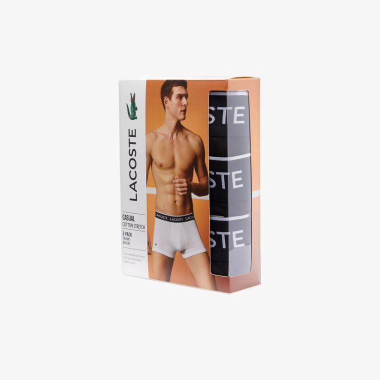 Lacoste Pack Of 3 Vanlige Black Bokser Briefs Svarte | QbC9MCiZ