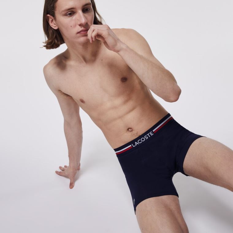 Lacoste Pack Of 3 Vanlige Boxers Marineblå Blå Grå Rød | UI1agPxI