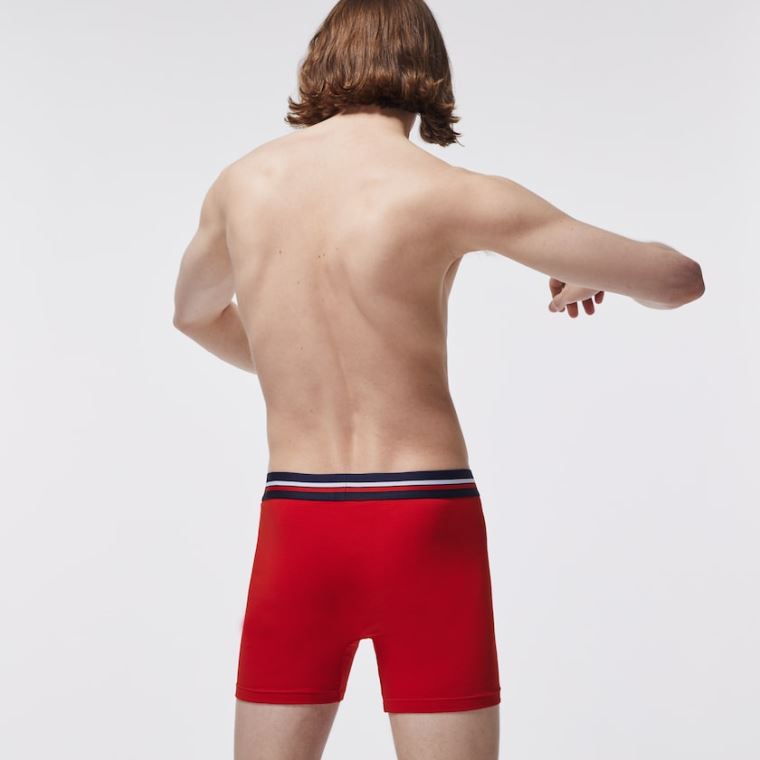 Lacoste Pack Of 3 Vanlige Boxers Marineblå Blå Grå Rød | UI1agPxI