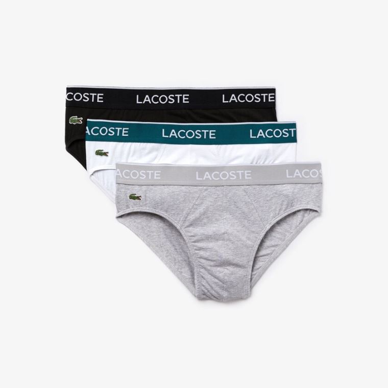 Lacoste Pack Of 3 Vanlige Briefs Svarte Hvite Grå | ZFeSuBPq