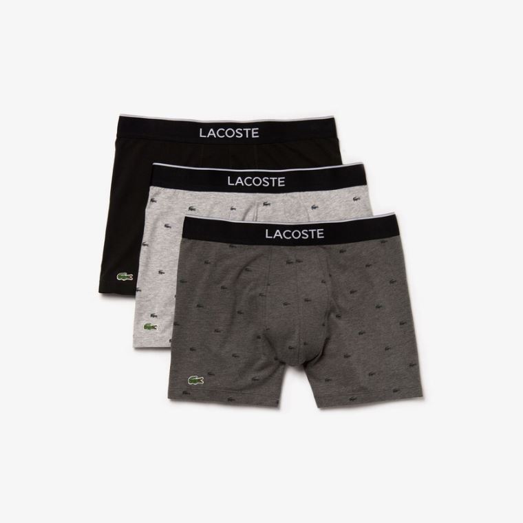 Lacoste Pack of 3 Long Bokser Briefs Svarte Grå | jebV9qYg