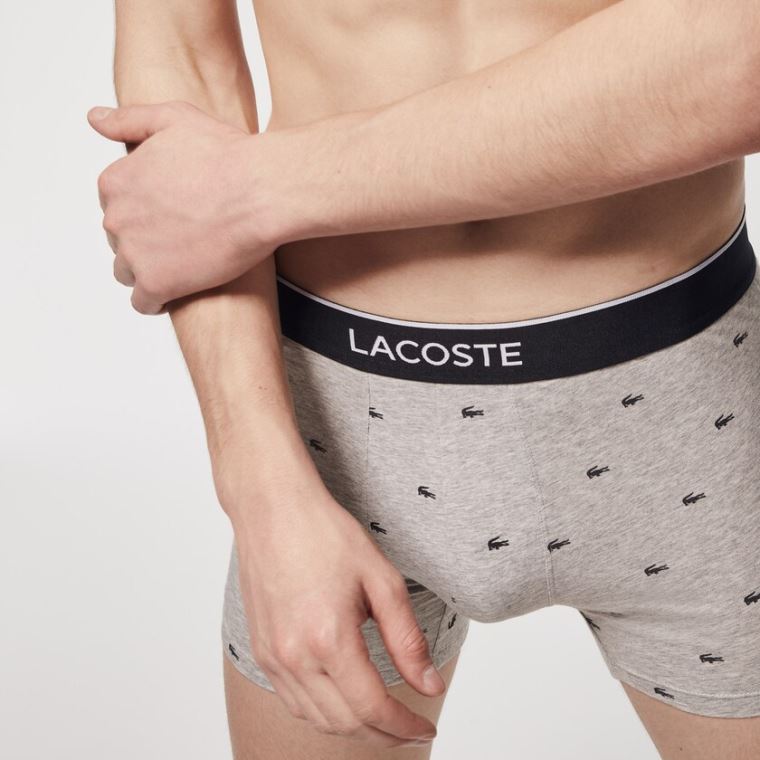 Lacoste Pack of 3 Long Bokser Briefs Svarte Grå | jebV9qYg