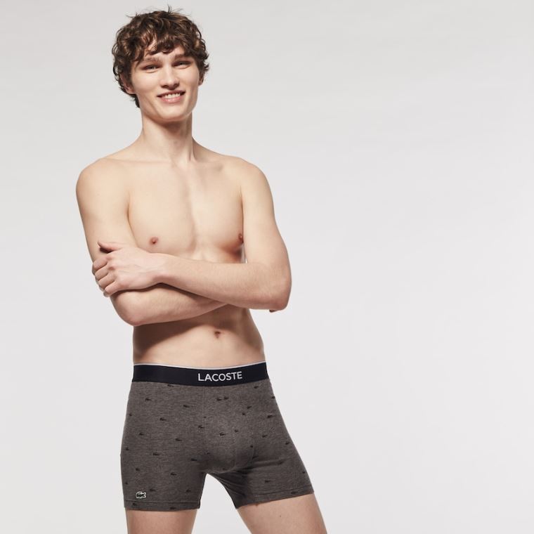 Lacoste Pack of 3 Long Bokser Briefs Svarte Grå | jebV9qYg