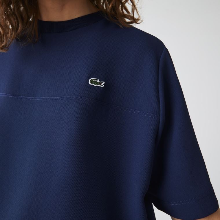 Lacoste Paneled Crewneck T-shirt Blå | I1pLs7wK