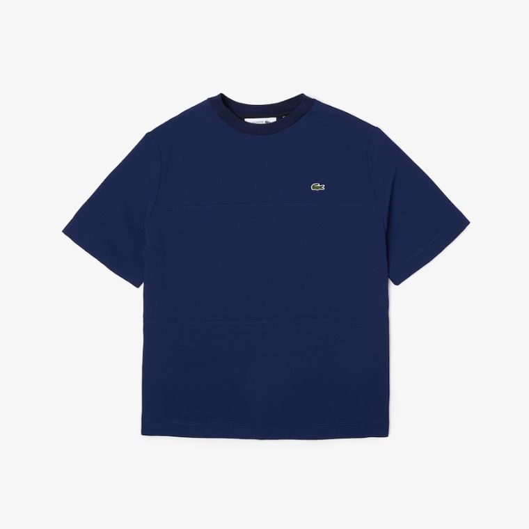 Lacoste Paneled Crewneck T-shirt Blå | I1pLs7wK