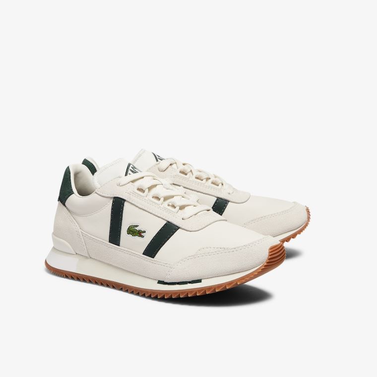 Lacoste Partner Retro Lær Sneakers Beige Grønn | cQ8aianC